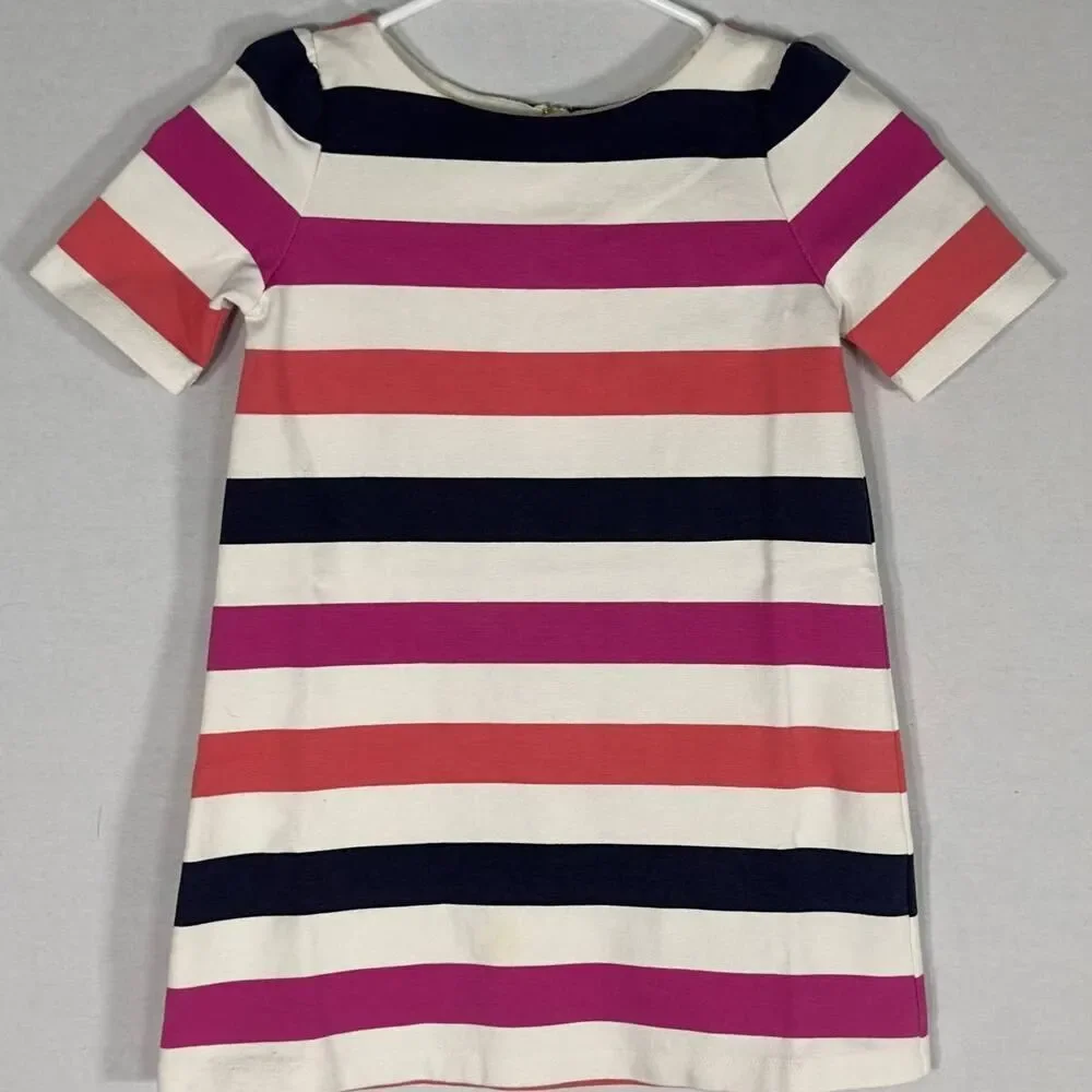 Gymboree Woodland Wonder White Pink Orange Black Striped Dress Girl's Size 5